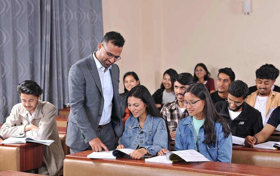 Gurukul CA classroom with students attending a Chartered Accountancy lecture in Kathmandu