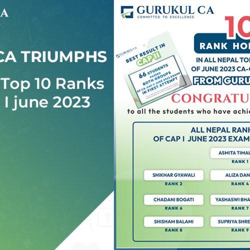Gurukul CA Triumphs All Nepal's Top 10 Ranks in CA-CAP I june 2023