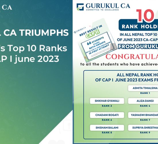 Gurukul CA Triumphs All Nepal's Top 10 Ranks in CA-CAP I june 2023