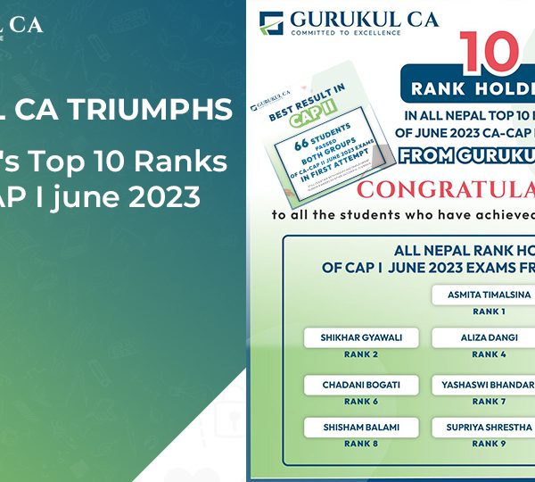Gurukul CA Triumphs All Nepal's Top 10 Ranks in CA-CAP I june 2023