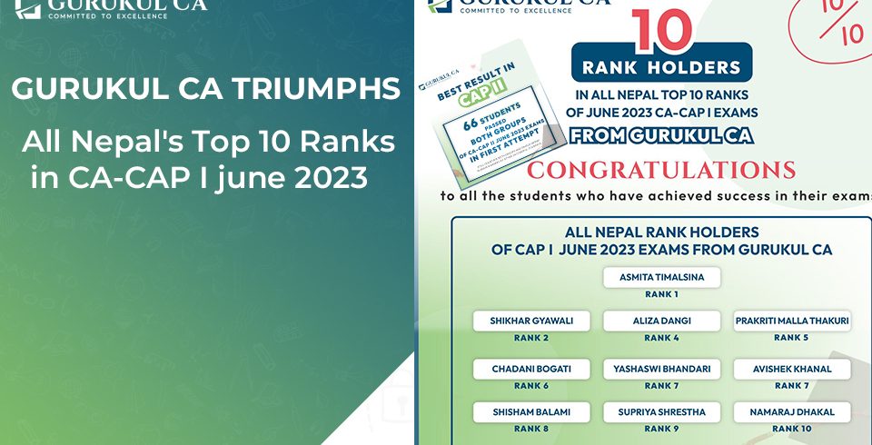 Gurukul CA Triumphs All Nepal's Top 10 Ranks in CA-CAP I june 2023